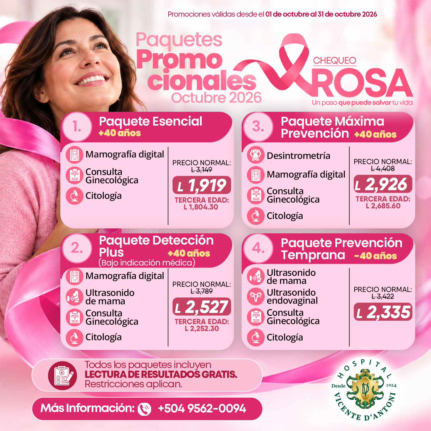 Chequeo Rosa 2026 - Paquetes promocionales